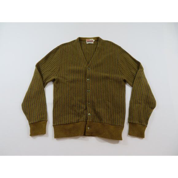 Hudson sportswear Other - Hudson Sportswear Cardigan Sweater, Wool-Mohair, Brown Blue Striped Sz L 1960s